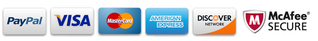 Secure checkout: PayPal, Visa, Mastercard, American Express